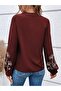Women's long sleeve v-neck floral print viscose two-ply blouse - 3