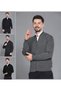 Anthracite Men's Dad and Middle-Aged Knitwear Double Pocket Acrylic Classic Fit Zippered Cardigan - 6