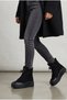 Black Suede Thick Soled Lace-Up Women's Casual Daily Boots with Fur Inside - 6