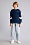 Oversize Crew Neck Sleeves Striped Embroidered Knitwear Sweater for Boys I2017A826Wn - 3