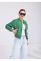 Women's Stand Collar Bomber Jacket with Pockets and Elastic Waist - 4