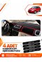 Skoda Fabia (2007-2014) Compatible Front Dashboard Protection Cover Carpet - Black-Red - Sk002