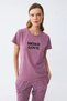 Women's Purple Star Pattern Combed Cotton Short Sleeve Pajama Set - 4