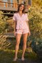 Women's Patterned Ruffle Shorts Comfortable Pink Pajama Set