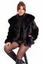 Black Wide Collar Faux Fur Jacket with Button Detail - 6