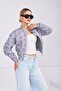 Women's Stand Collar Bomber Jacket with Pockets and Elastic Waist - 4