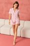 Women's Short Sleeve Patterned Premium Pink Shorts Pajamas