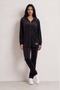 Hooded Soft Garnished Tracksuit Set - Black - 2