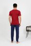 Men's Cotton Short Sleeve Pajama Suit Burgundy - 5