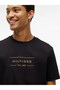 Men's Regular Fit Flexible Cotton Interlock Knitted Logo Crew Neck Short Sleeve Black T-Shirt - 3