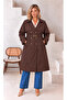 Women's Plus Size Double Breasted Collar Bondit Fabric Belt Detailed Lined Oversize Trench Coat Jacket 29011 - 5