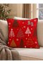 New Year Themed Tree Pattern Red Green Throw Pillow Cover - 2