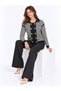 Women's Striped Polo Collar Double Breasted Knitwear Jacket - 2