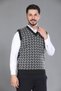 Anthracite Men's Dad and Middle-Aged Patterned Acrylic Thick Textured V-Neck Knitwear Sweater - 2