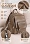 Women's 3-Compartment Mink Soft Leather Covered Backpack with Tassel and Column Strap with Leather Detail