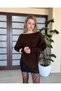 Asymmetrical Cut Boat Neck Ribbed Stylish Sweater - 3