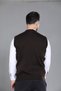 Brown Men's Dad and Middle-Aged Men's Knitted Patterned Acrylic Thick Textured V-Neck Knitwear Sweater - 6