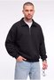 Men's Black Color Half Zipper Polo Collar Oversize Loose Fit 3 Thread Ribbed Sweatshirt - 2