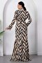 V-Neck Long Sleeve Zebra Pattern Satin Dress K-262715 - 7