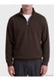Brown Mock Neck Men's Thick Sweatshirt - 3