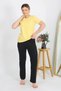 Women's Short Sleeve Cotton Combed Pajama Set Yellow - 3