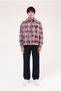 Men's Plaid Long Sleeve Oversize Shirt Merlot - 4