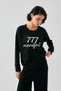 Women's Black Manifest Oversized 2 Thread Tracksuit Home Wear Set - 4