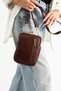 Gl-002 Burslu Small Women's Shoulder Bag Clip-On Handbag Crossbody Bag Burgundy - 2