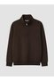 Brown Mock Neck Men's Thick Sweatshirt - 5