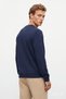 Machado Navy Blue Crew Neck Seersucker Printed Soft Textured Modal Fabric Standard Fit Men's Sweatshirt - 4