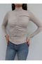 Gathered Front Zippered Blouse - 2