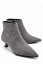 Denis Women's Suede Gray Pointed Toe Low Goblet Heeled Side Zipper Stylish Boots - 2