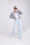 Women's Stand Collar Bomber Jacket with Pockets and Elastic Waist