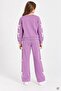 Lila Girl's Butterfly Embroidered Shawl-Shoulder Sweatshirt Set 24978 - 4