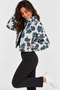 Floral Patterned Stand Collar Crop Bomber Coat - 2