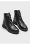 26Bk143-3400 Genuine Leather Rubber Lace-Up Zippered Boots for Women - 3