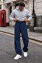 Men's Navy Blue Straight Cut Casual Sweatpants