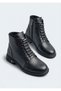 26Bk143-3400 Genuine Leather Rubber Lace-Up Zippered Boots for Women - 5