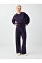 Purple Elastic Waist Wide Leg Straight Cut Modal Trousers