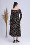 Women's Black Beige Stone Pattern Boat Neck Plus Size Maxi Dress - 7