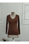 Women's Long Sleeve V-Neck Viscose Blouse - 4