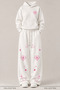 Women's Heart Star Printed Hooded Sweatshirt Wide Leg Sweatpants 100% Cotton Winter Tracksuit Set