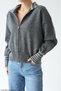 Women's Double Zipper Collar and Cuffed Striped Wool Knitwear Cardigan - 5