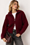 Women's Burgundy Double Zipper Soft Textured Knitwear Cardigan