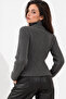 Women's Anthracite Double Zippered Soft Textured Knitwear Cardigan - 6