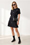 Women's Black Stoned Mini Flared Skirt Knitwear Set Tkm-19000521 - 2