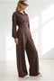 Women's Brown Top and Bottom Draped Modal Set Tkm-19000516 - 3