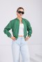 Women's Stand Collar Bomber Jacket with Pockets and Elastic Waist - 2
