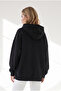 Women's Black Hooded Oversize Basic Sweatshirt with Kangaroo Pocket Swt-19000801 - 6