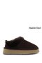 Women's Brown Suede W Tazz Thick Soled Genuine Leather Fur Slippers